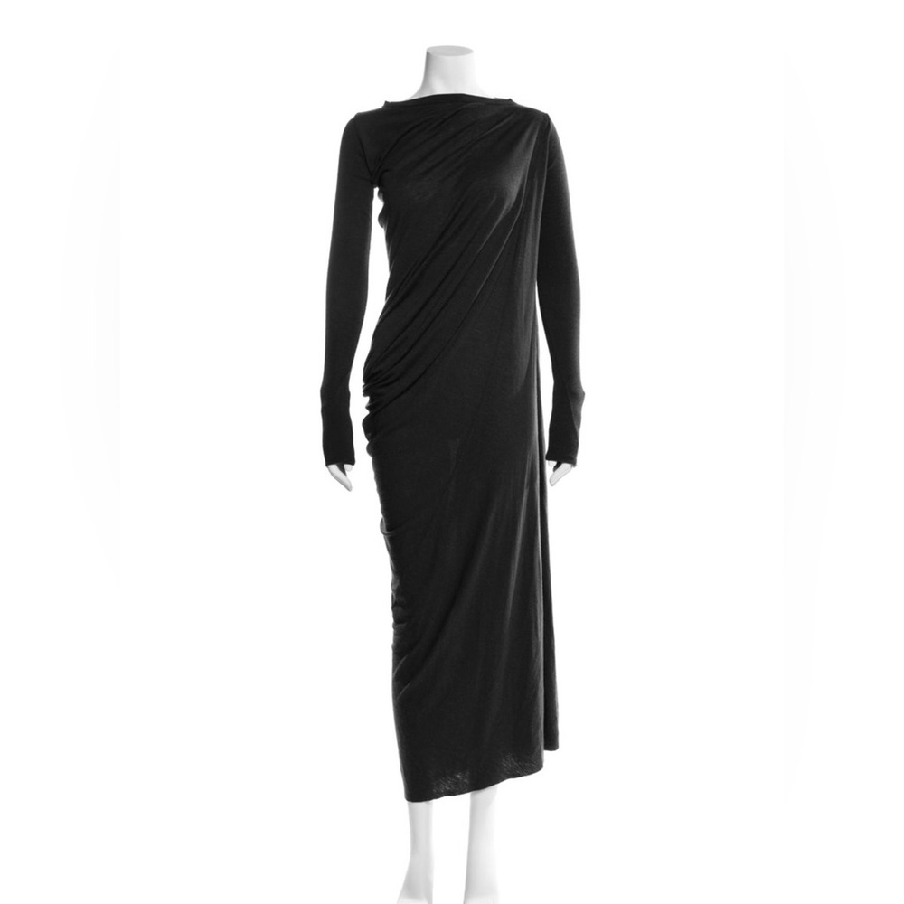Rick Owens Black Draped Long Sleeve Dress